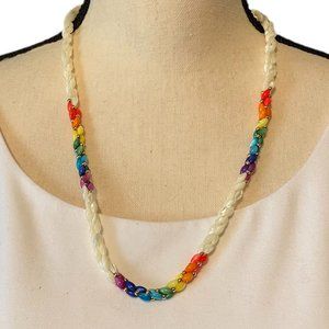 Necklace with 3 Strands of Multi-Colored Beads 23"